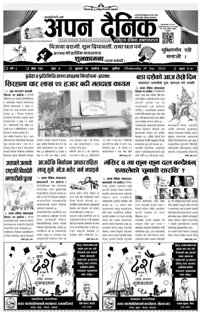 २०७९ असाेज १२ गते बुधवार